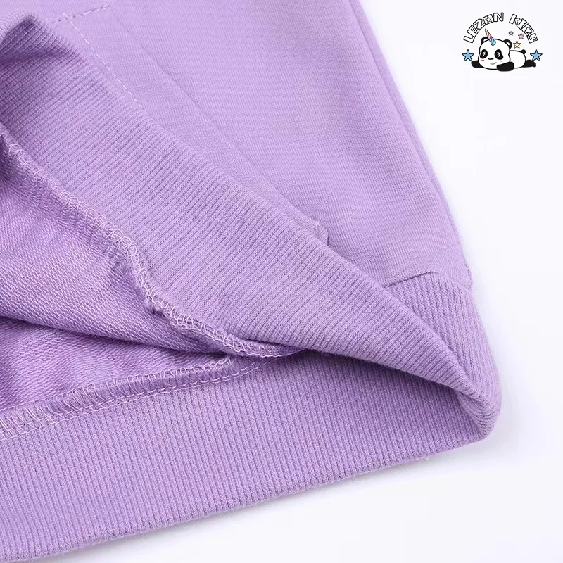 LEZONKIDS - High Quality Colorful Fabric Customization Cotton Pullover Youth Clothing Sets Girls